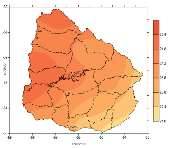 Temperatura media en enero 2021 (°C)
