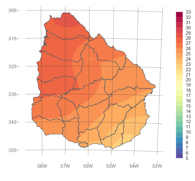 Interpolado de la temperatura media del mes de enero de 2023