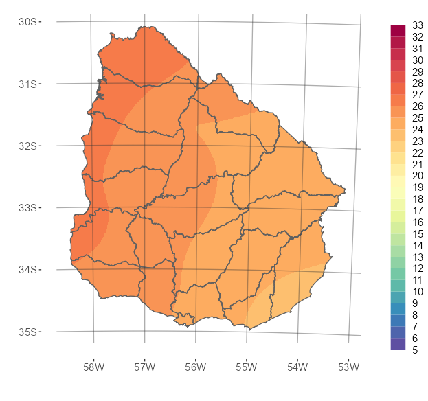 Interpolado de la temperatura media del mes de marzo de 2023