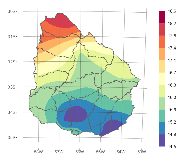 Interpolado de la temperatura media del mes de setiembre de 2024