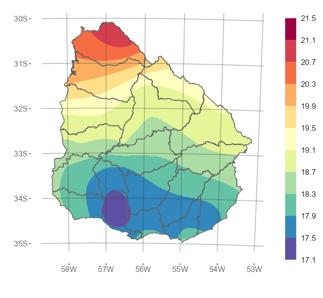 Interpolado de la temperatura media del mes de abril de 2024