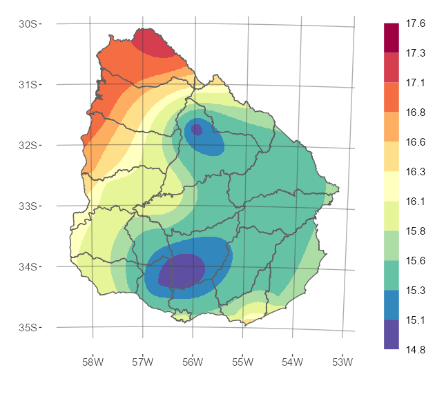 Interpolado de la temperatura media del mes de mayo de 2025